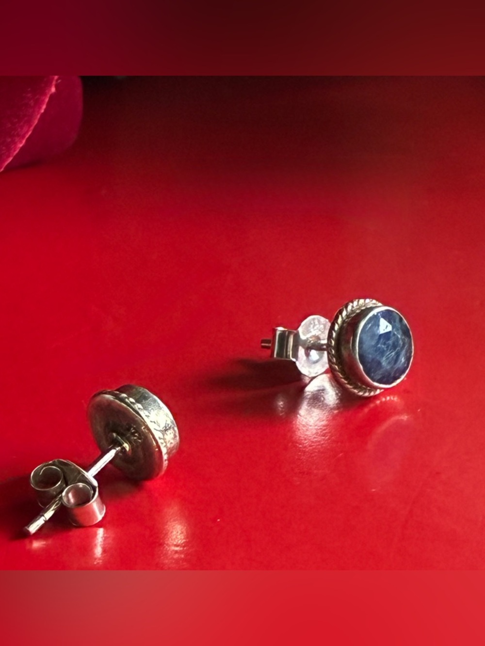 925 Silver Earrings,Sterling Silver Blue Gemstone Stud Earrings - Unbranded - Picture 2 of 6